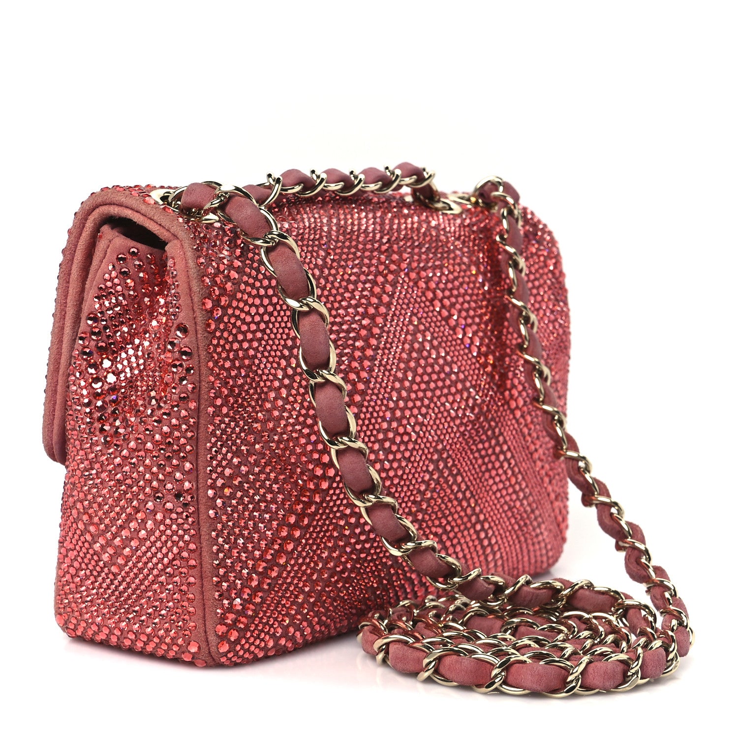 Chanel Metallic Goatskin Strass Small Flap Bag Pink 3 of 11