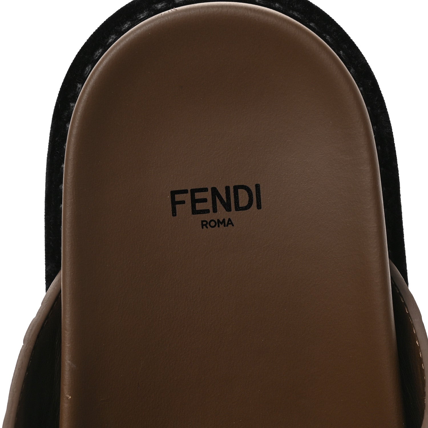 Fendi Calfskin FF Embossed Pearland Slide Sandals 39 Tobacco Moro 5 of 6