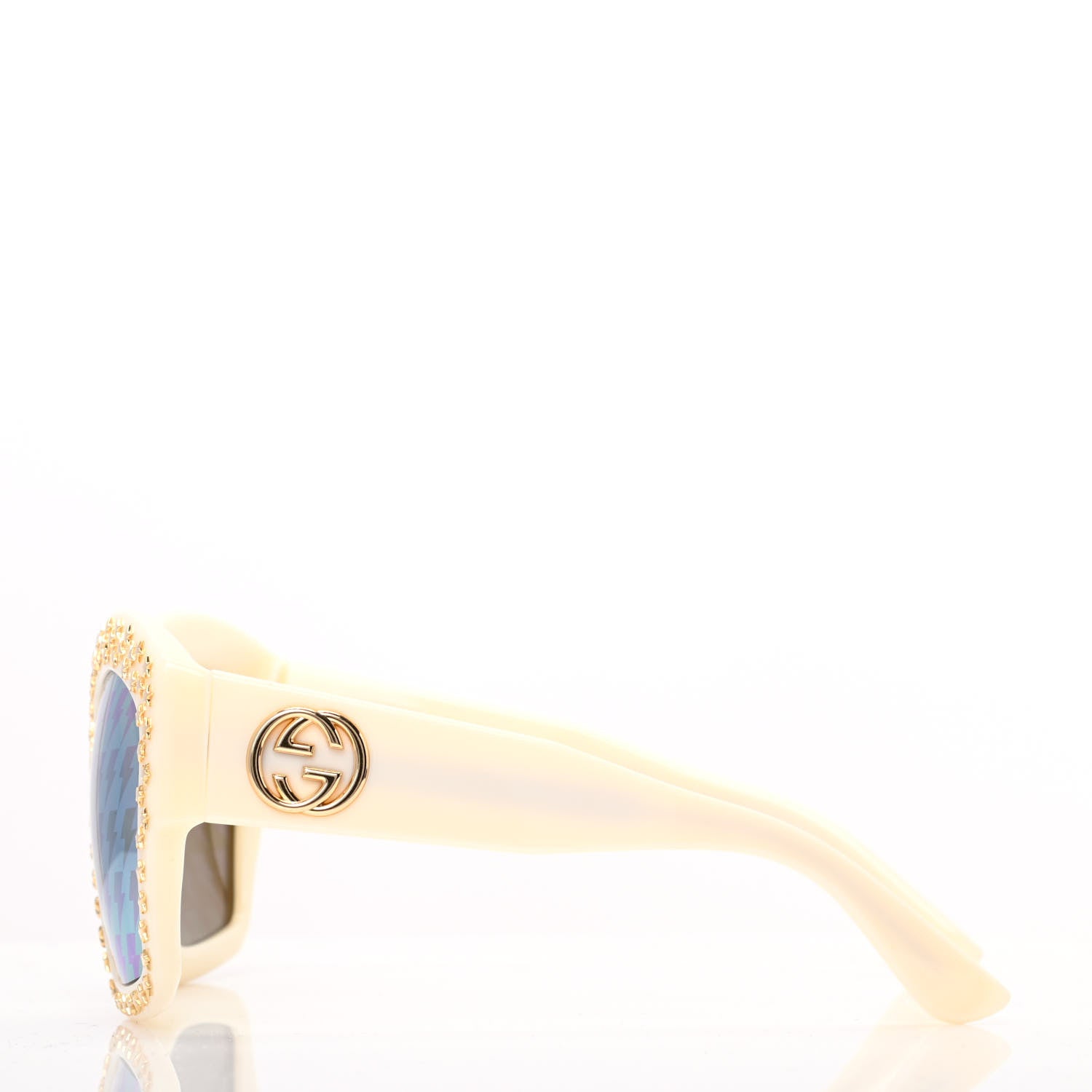Gucci Square Frame Star Sunglasses GG 3870/S Ivory Gold 3 of 6