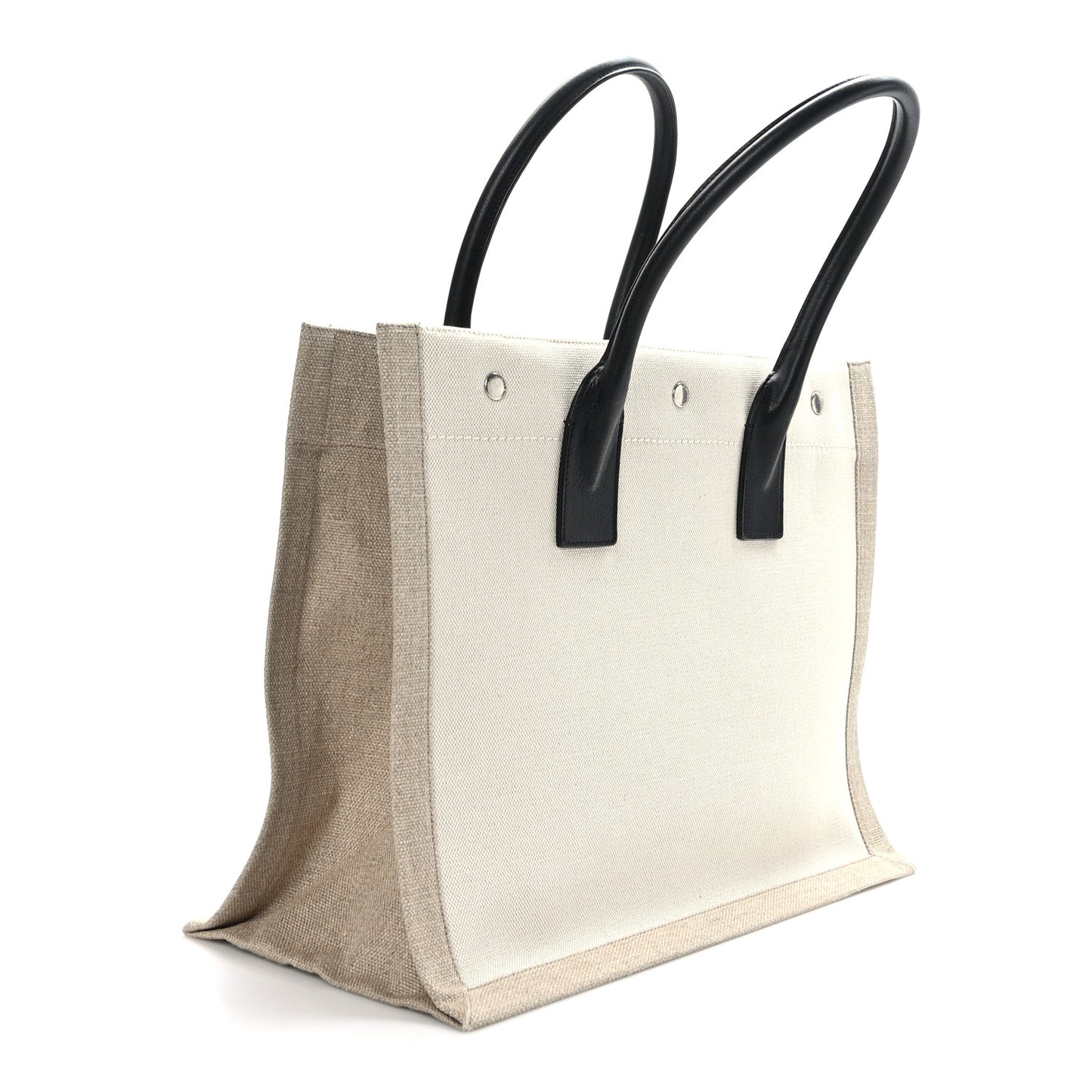 Linen Calfskin Small Rive Gauche Tote Greggio Natural