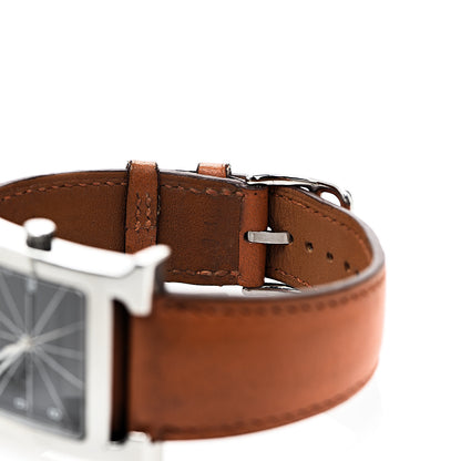 Hermes Stainless Steel Swift 30.5mm Heure H Hour Quartz Watch Orange 6 of 9