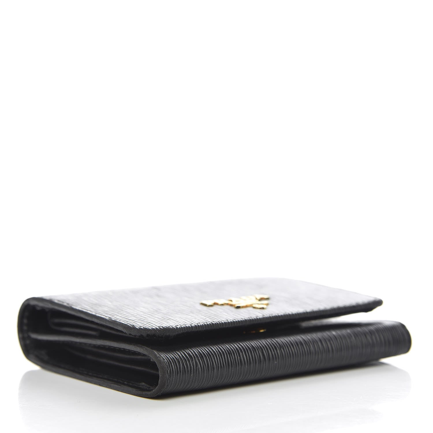 Prada Vitello Move Tri-Fold Compact Wallet Black 4 of 8