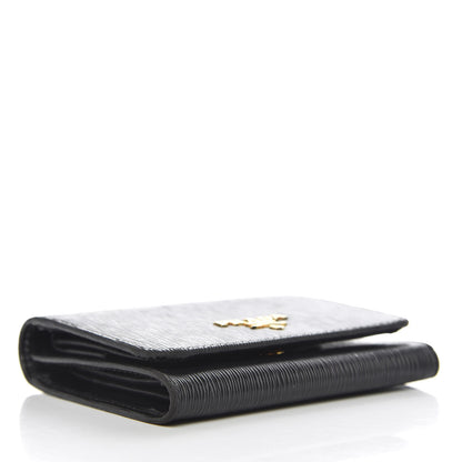 Prada Vitello Move Tri-Fold Compact Wallet Black 4 of 8