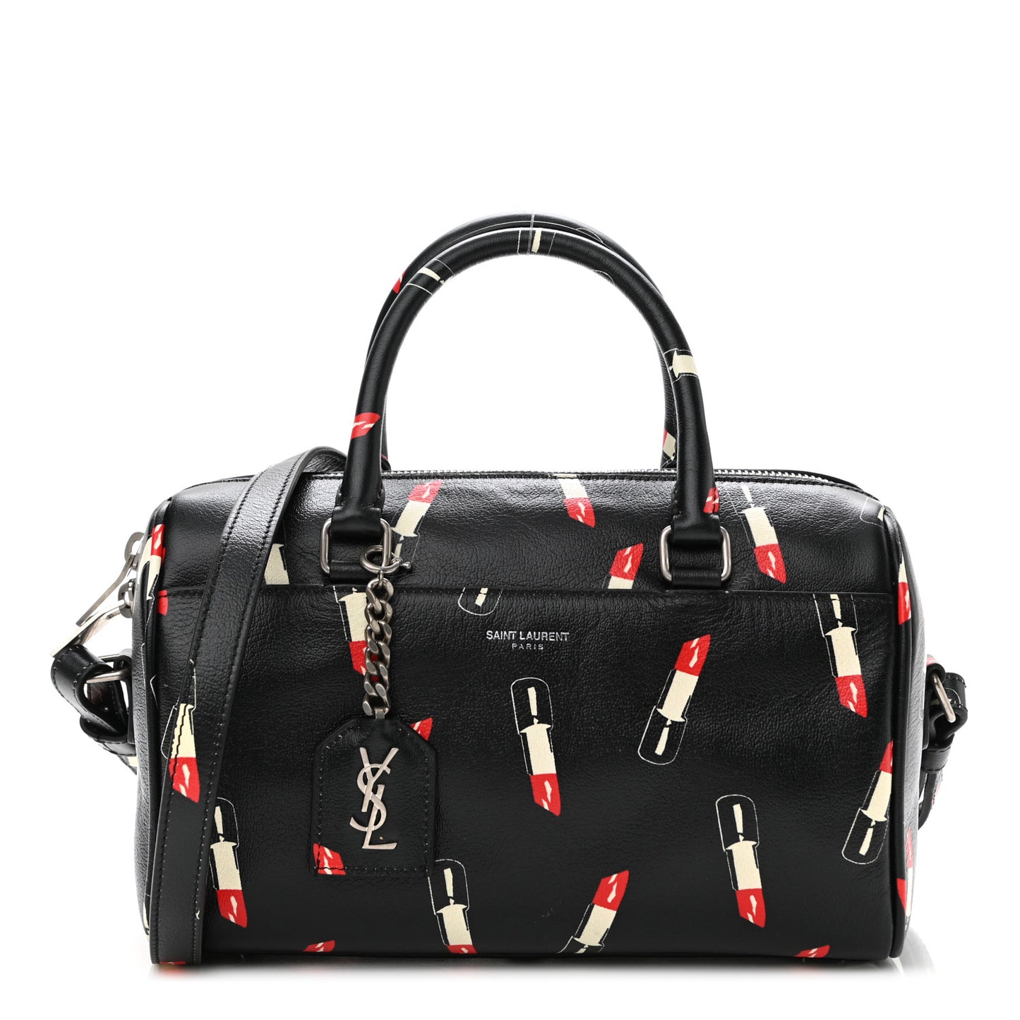 Calfskin Lipstick Print Classic Baby Duffle Black