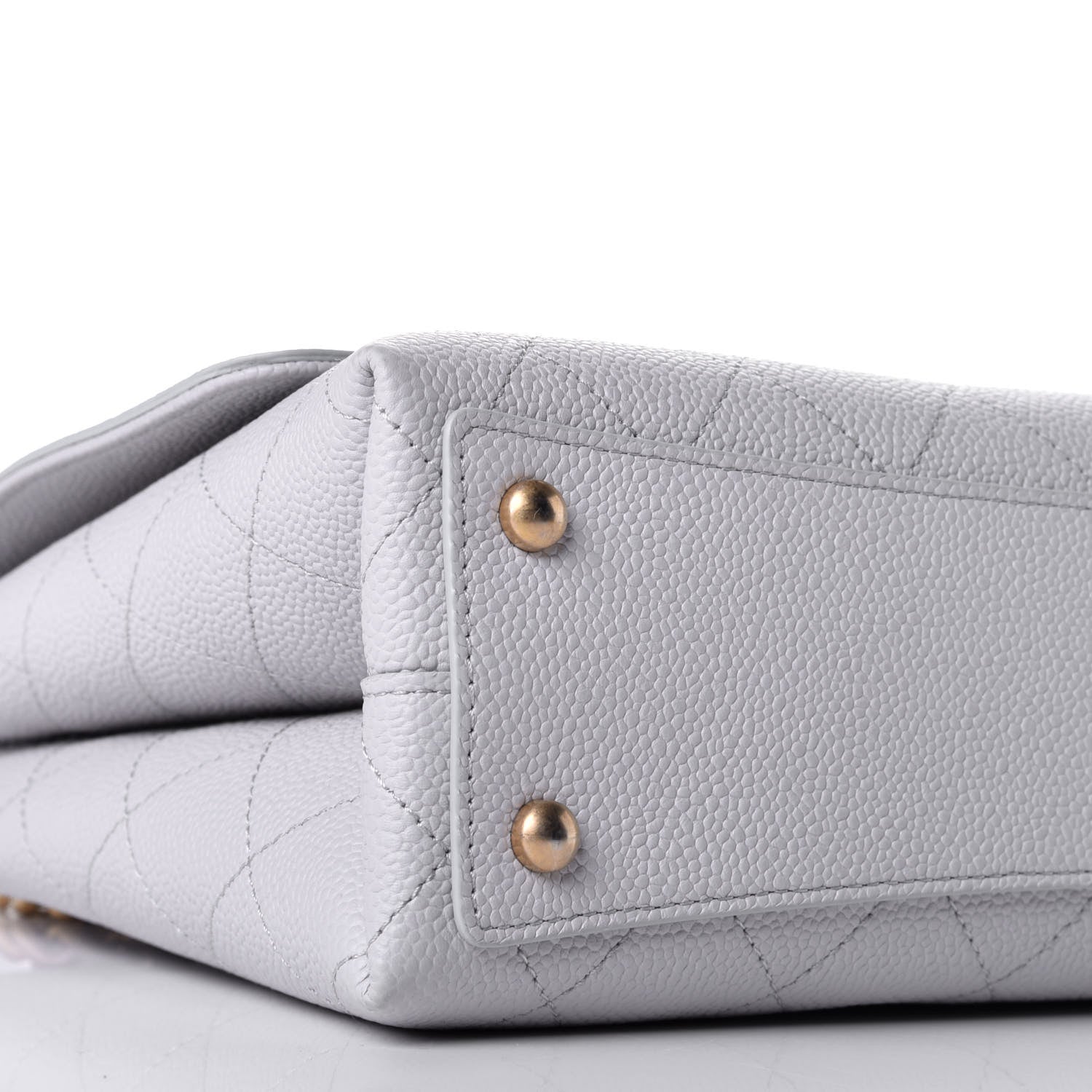 Chanel Caviar Diamond Stitched Top Handle Flap Grey 9 of 10