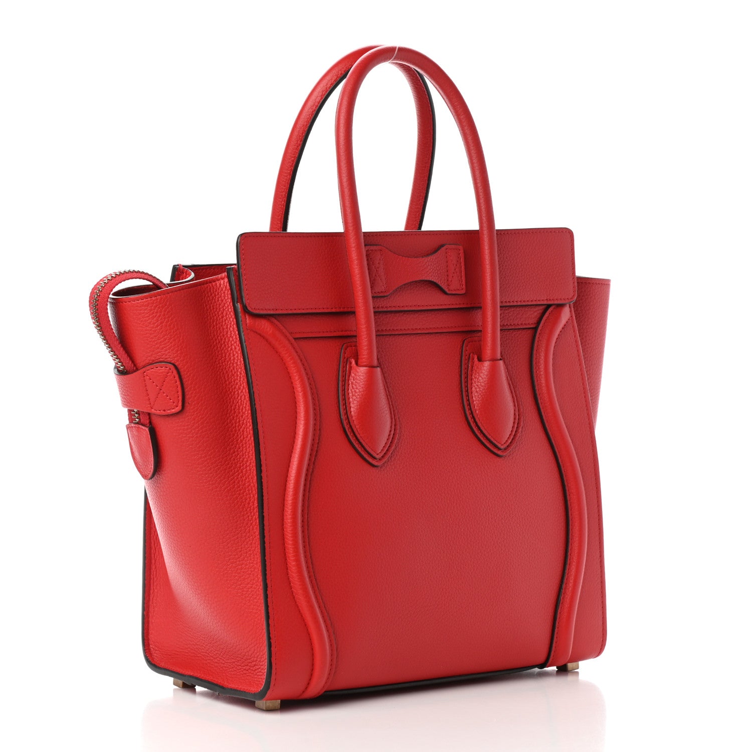 Celine Drummed Calfskin Micro Luggage Red 2 of 8