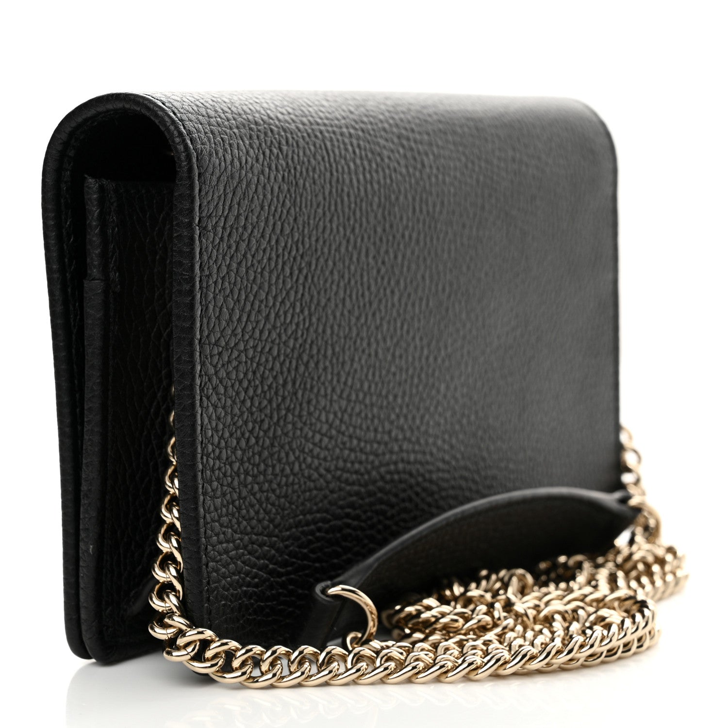 Gucci Pebbled Calfskin Soho Wallet On Chain Black 3 of 11