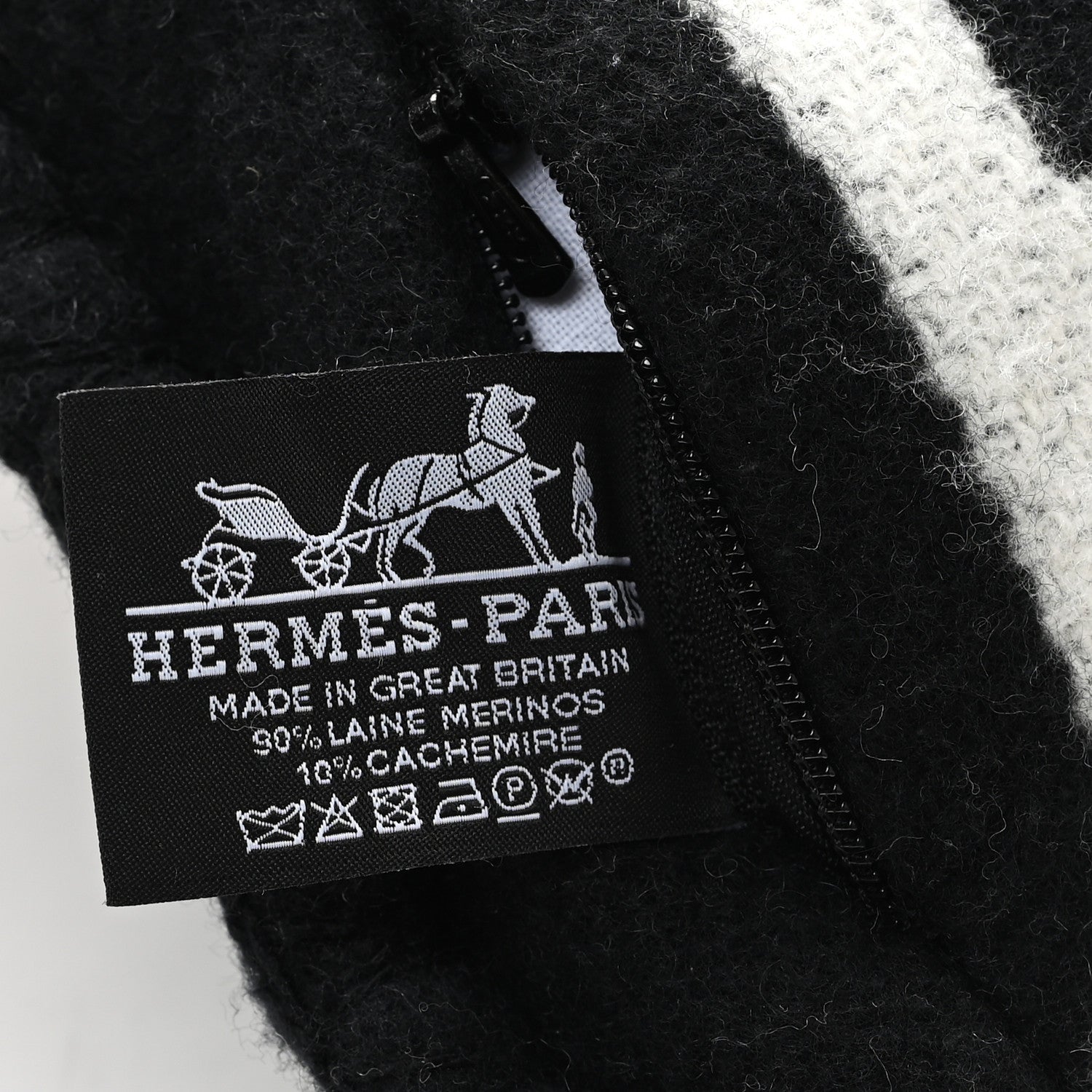 Hermes Wool Cashmere Avalon III Pillow PM Ecru Black 3 of 3