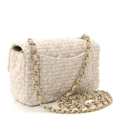Chanel Tweed Quilted Mini Rectangular Flap Off White 3 of 9