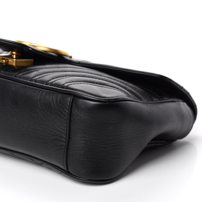 Gucci Calfskin Matelasse Small GG Marmont Shoulder Bag Black 8 of 14