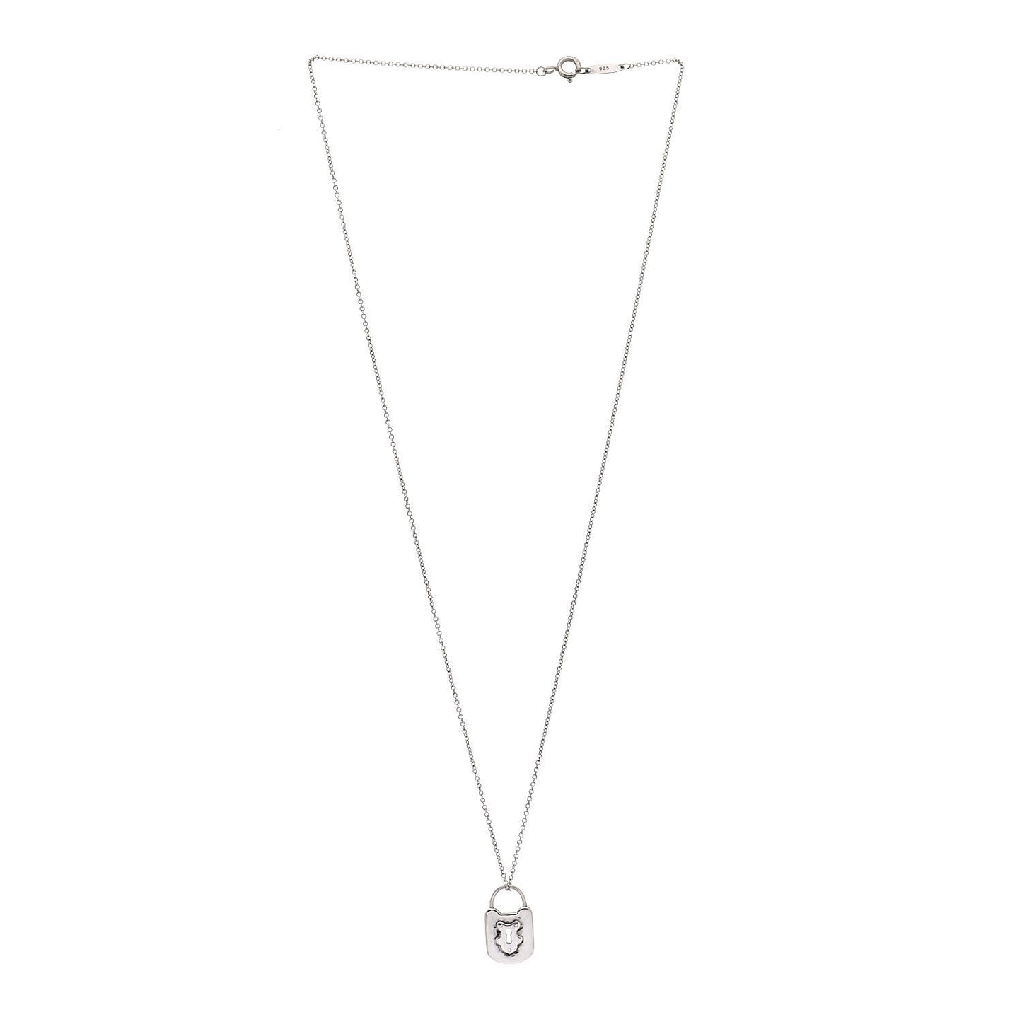 Sterling Silver Hammered Padlock Pendant Necklace