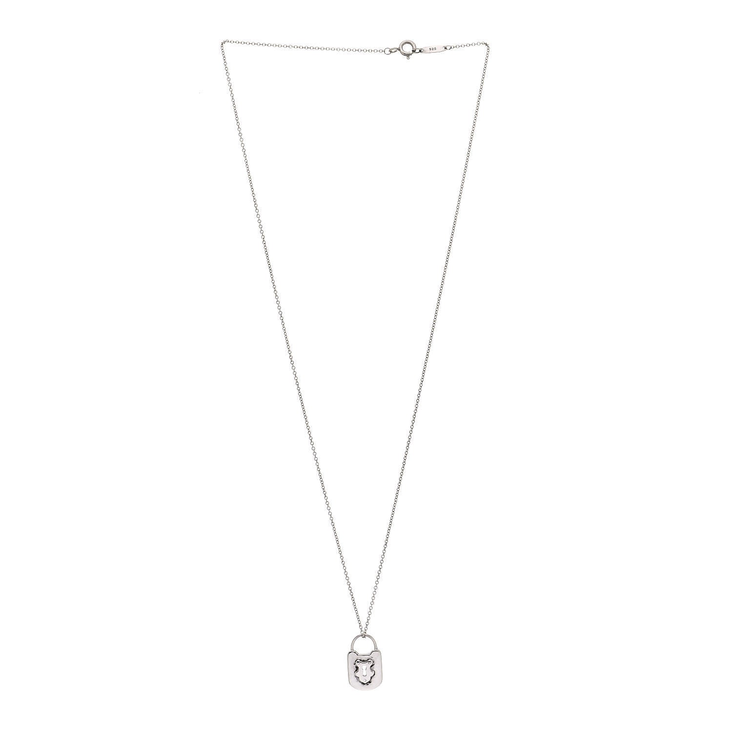 Tiffany Sterling Silver Hammered Padlock Pendant Necklace 2 of 4