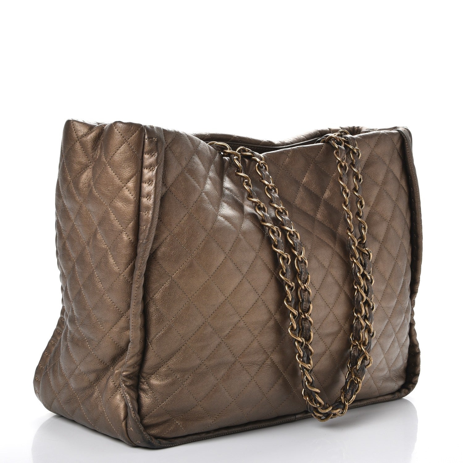 Chanel Metallic Calfskin Quilted Large Istanbul Tote Gold 3 of 12