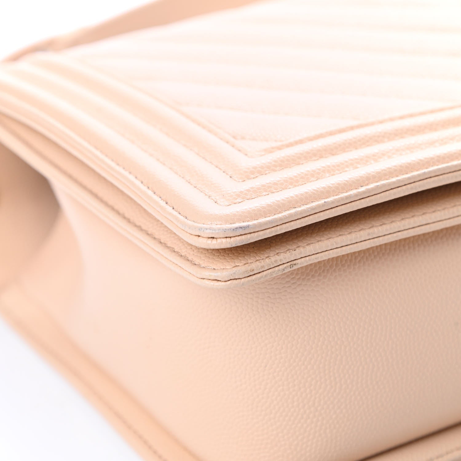 Chanel Caviar Chevron Quilted New Medium Boy Flap Light Beige 9 of 17