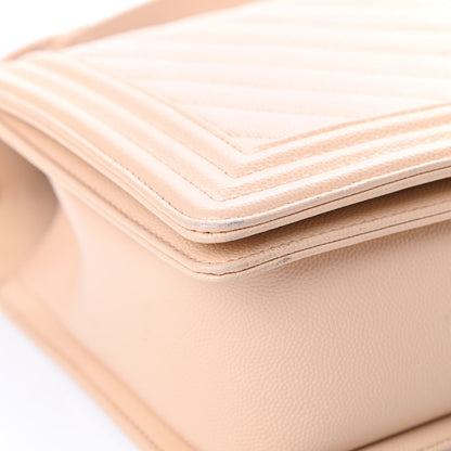 Chanel Caviar Chevron Quilted New Medium Boy Flap Light Beige 9 of 17