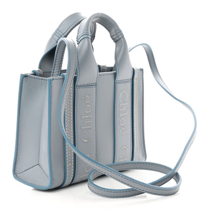 Chloe Calfskin Mini Woody Ribbon Tote Storm Blue 3 of 10