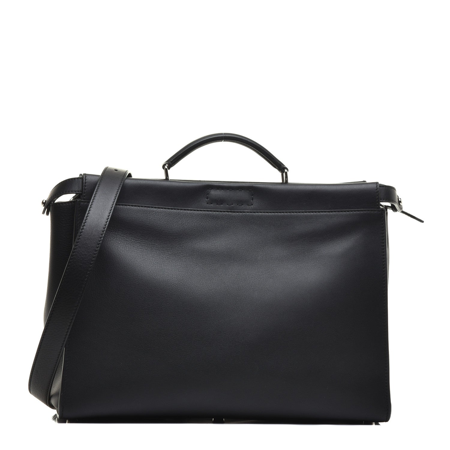 Fendi Calfskin Monster Eyes Large Mens Peekaboo Iconic Essential Satchel Black 1 of 9