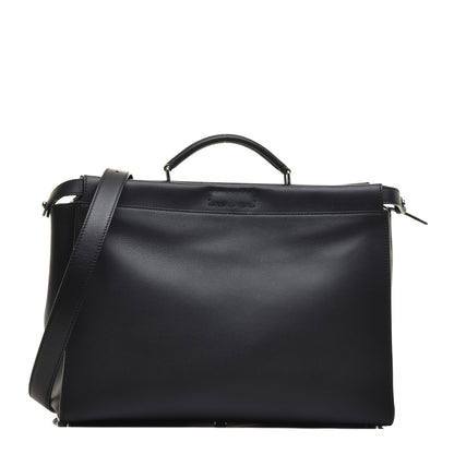 Fendi Calfskin Monster Eyes Large Mens Peekaboo Iconic Essential Satchel Black 1 of 9