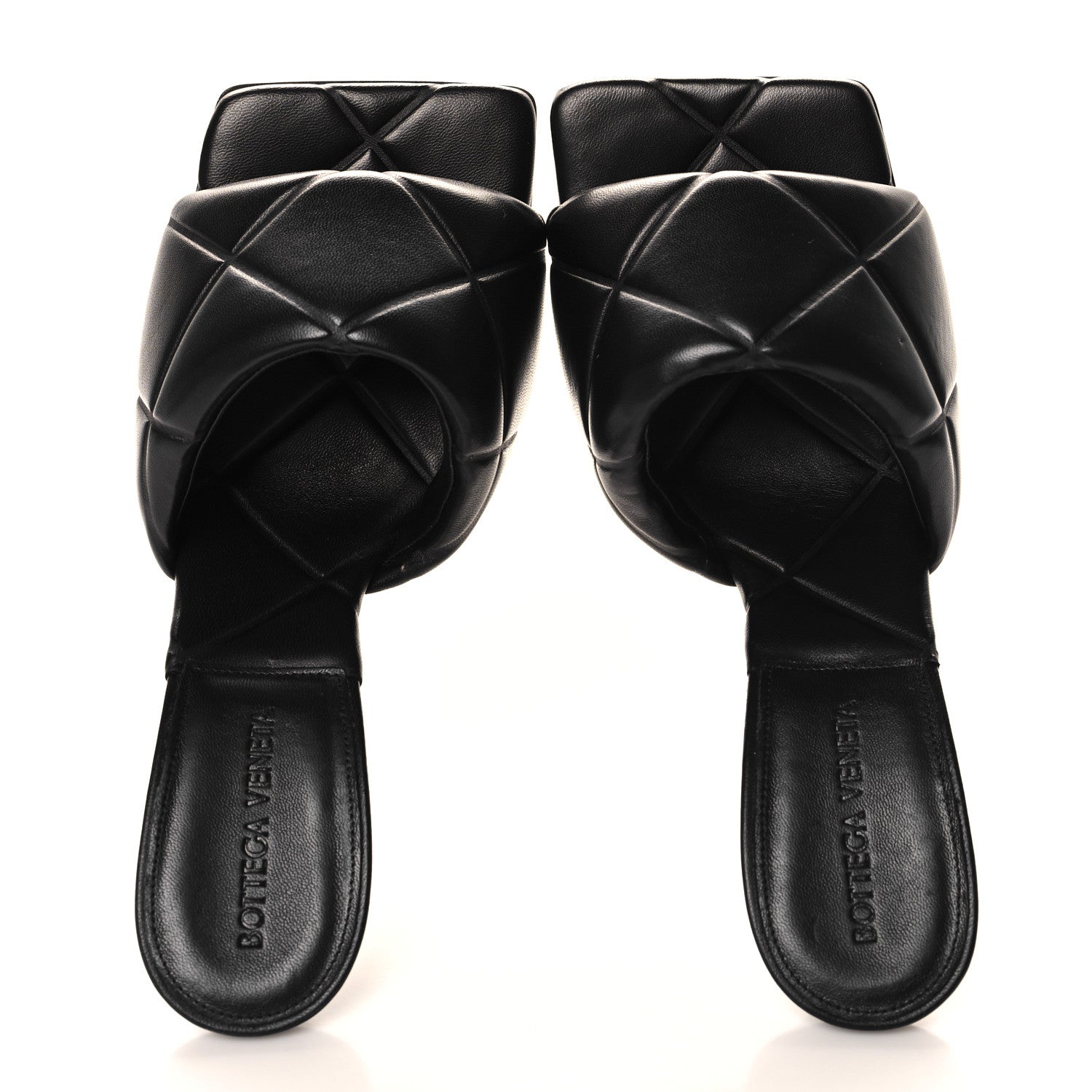 Bottega Veneta Nappa Quilted Rubber Lido Mule Sandals 38 Black 2 of 8