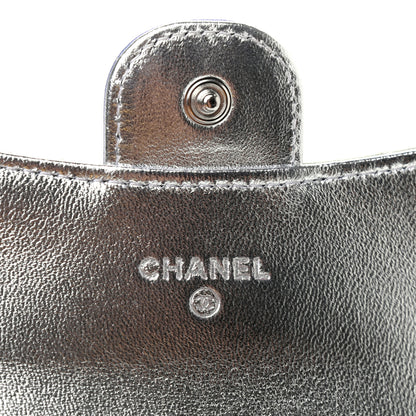Chanel Gradient Metallic Calfskin Quilted Flap Card Holder Wallet Silver Blue Yellow Purple 6 of 8