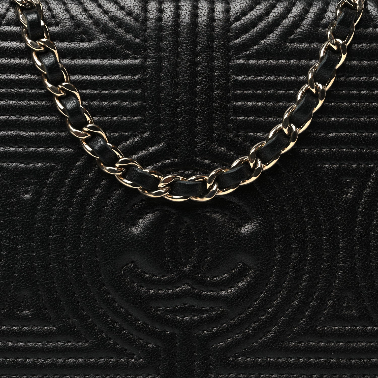 Chanel Lambskin Quilted Korean Garden Wallet On Chain WOC Black 9 of 11