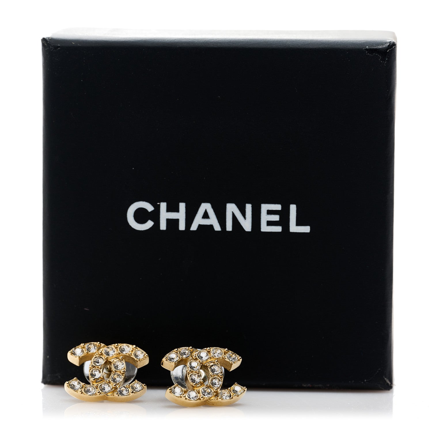 Chanel Crystal CC Earrings Gold 5 of 5
