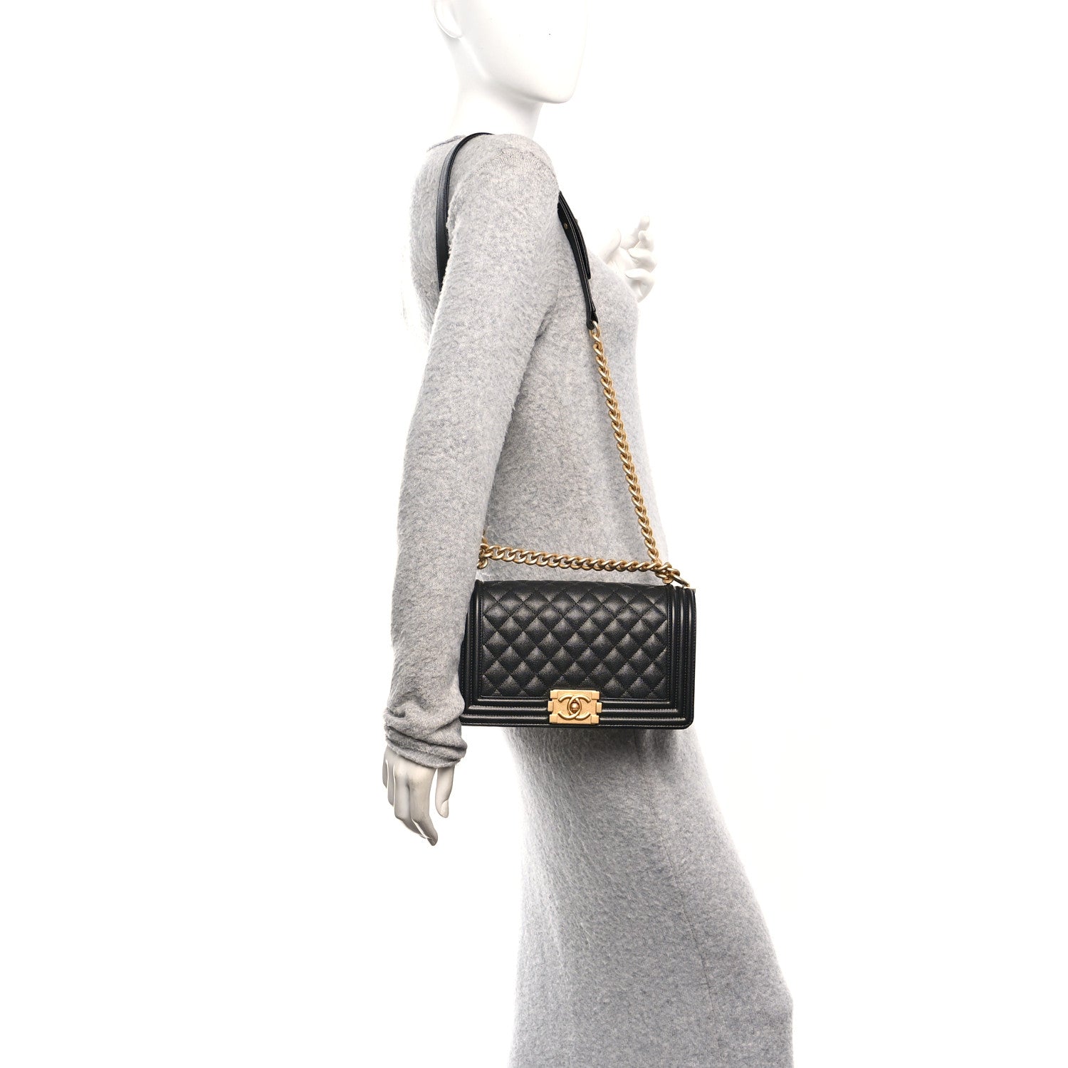 Chanel Caviar Quilted Medium Boy Flap Black 2 of 10