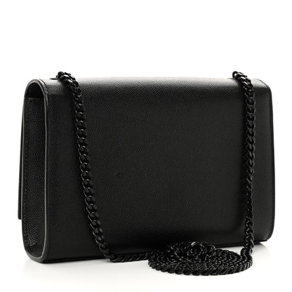 Saint Laurent Grain De Poudre Small Monogram Monochrome Kate Satchel Black 3 of 9