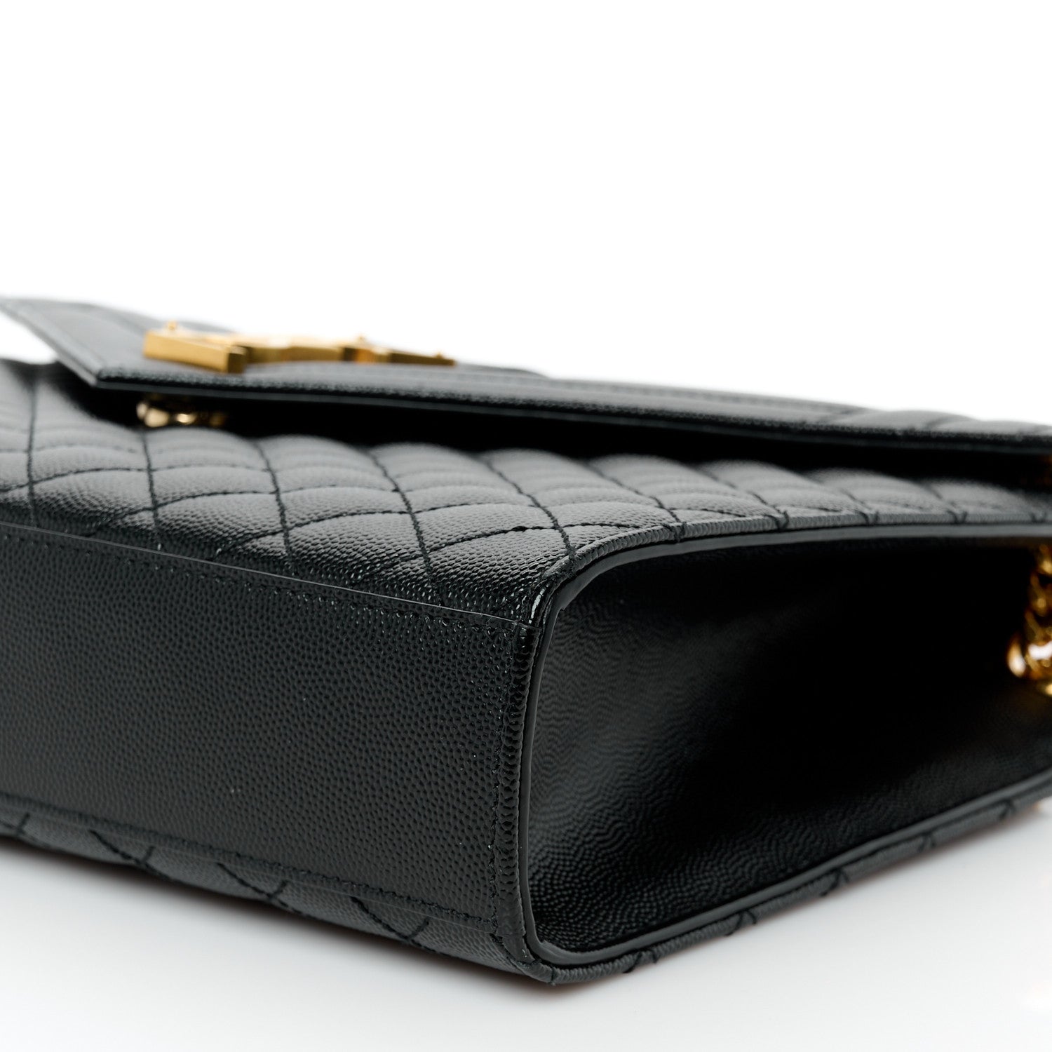 Saint Laurent Grain De Poudre Textured Mixed Matelasse Large Triquilt Monogram Satchel Black 11 of 11