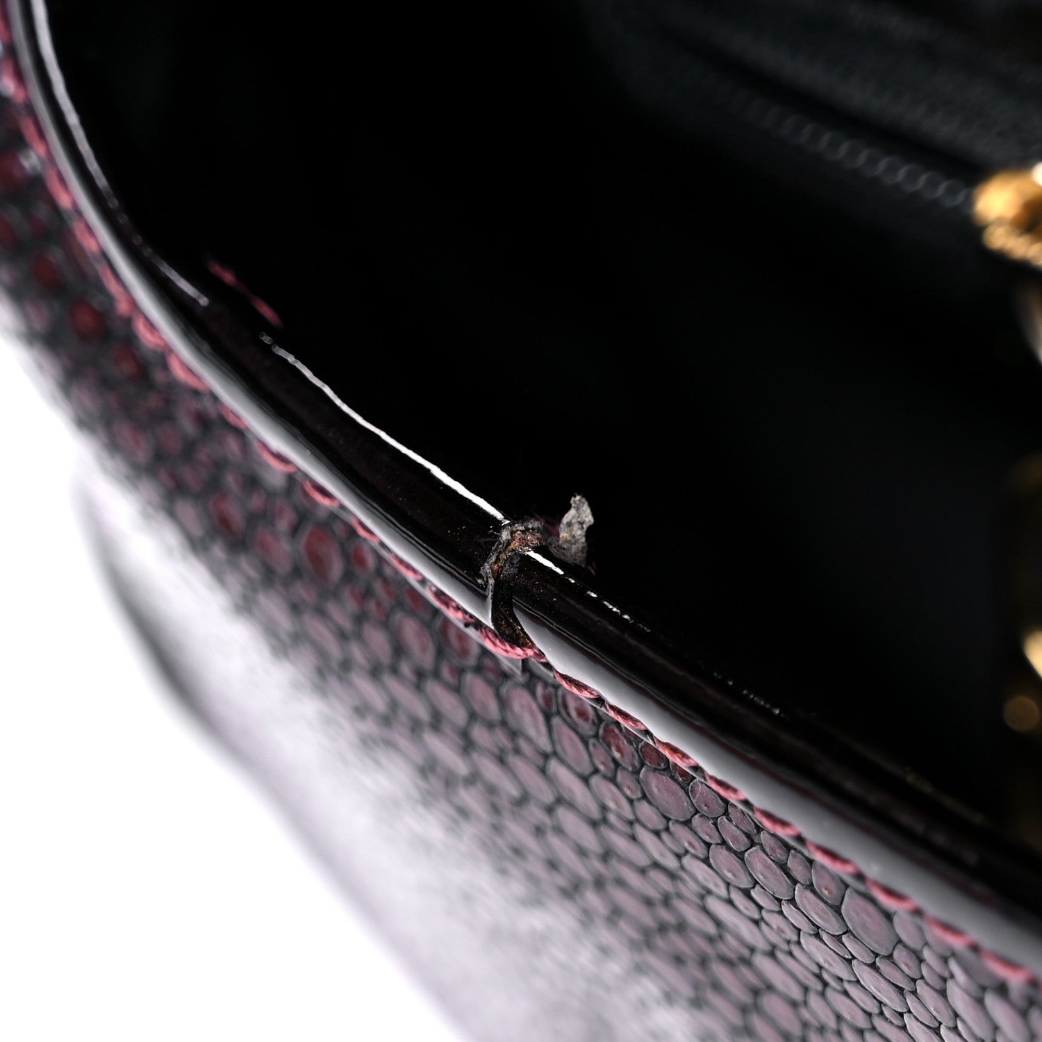 Christian Dior Calfskin Stingray Embossed Saddle Bag Red 11 of 15