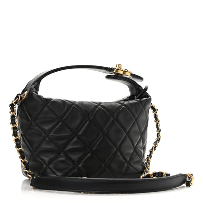 Chanel Lambskin Quilted Small Perfect Meeting Hobo Black 3 of 10