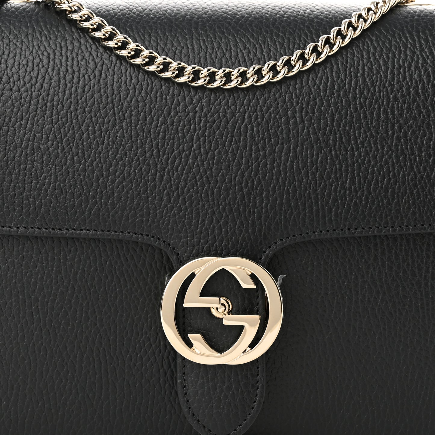 Dollar Calfskin Interlocking G Shoulder Bag Black