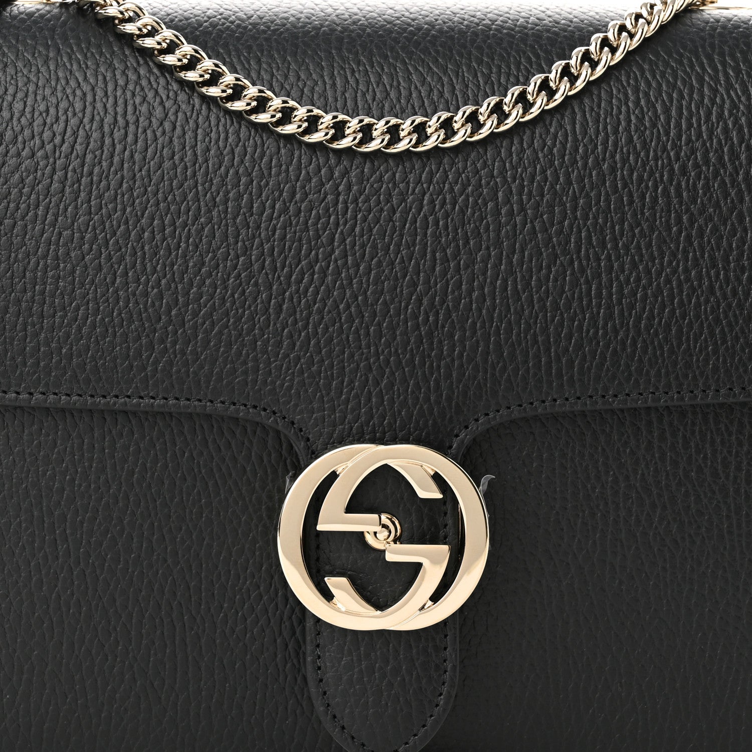 Gucci Dollar Calfskin Interlocking G Shoulder Bag Black 8 of 11