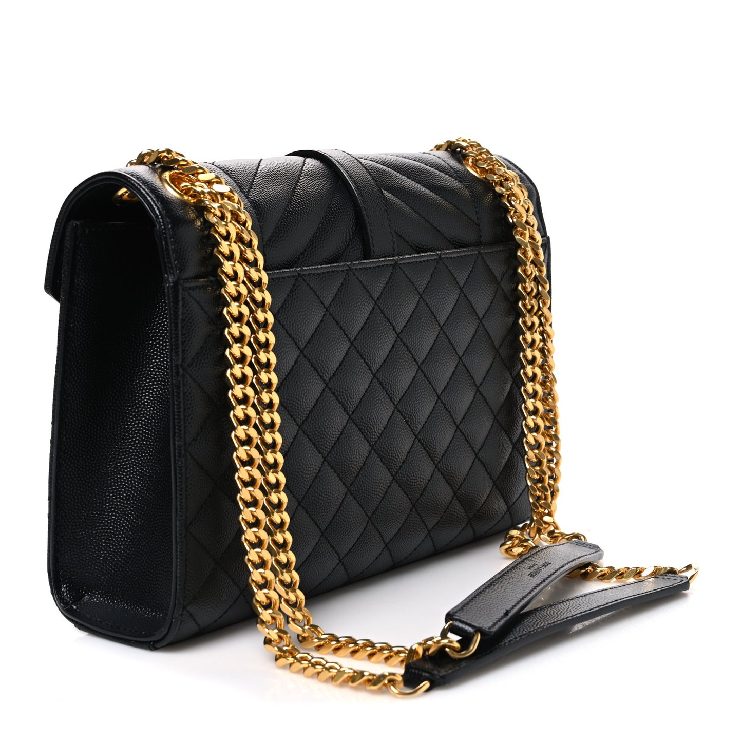 Grain De Poudre Textured Mixed Matelasse Triquilt Medium Monogram Satchel Black