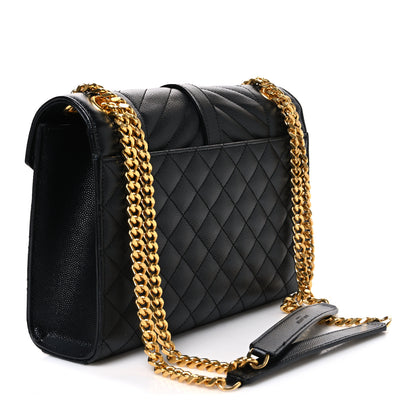 Saint Laurent Grain De Poudre Textured Mixed Matelasse Triquilt Medium Monogram Satchel Black 2 of 10