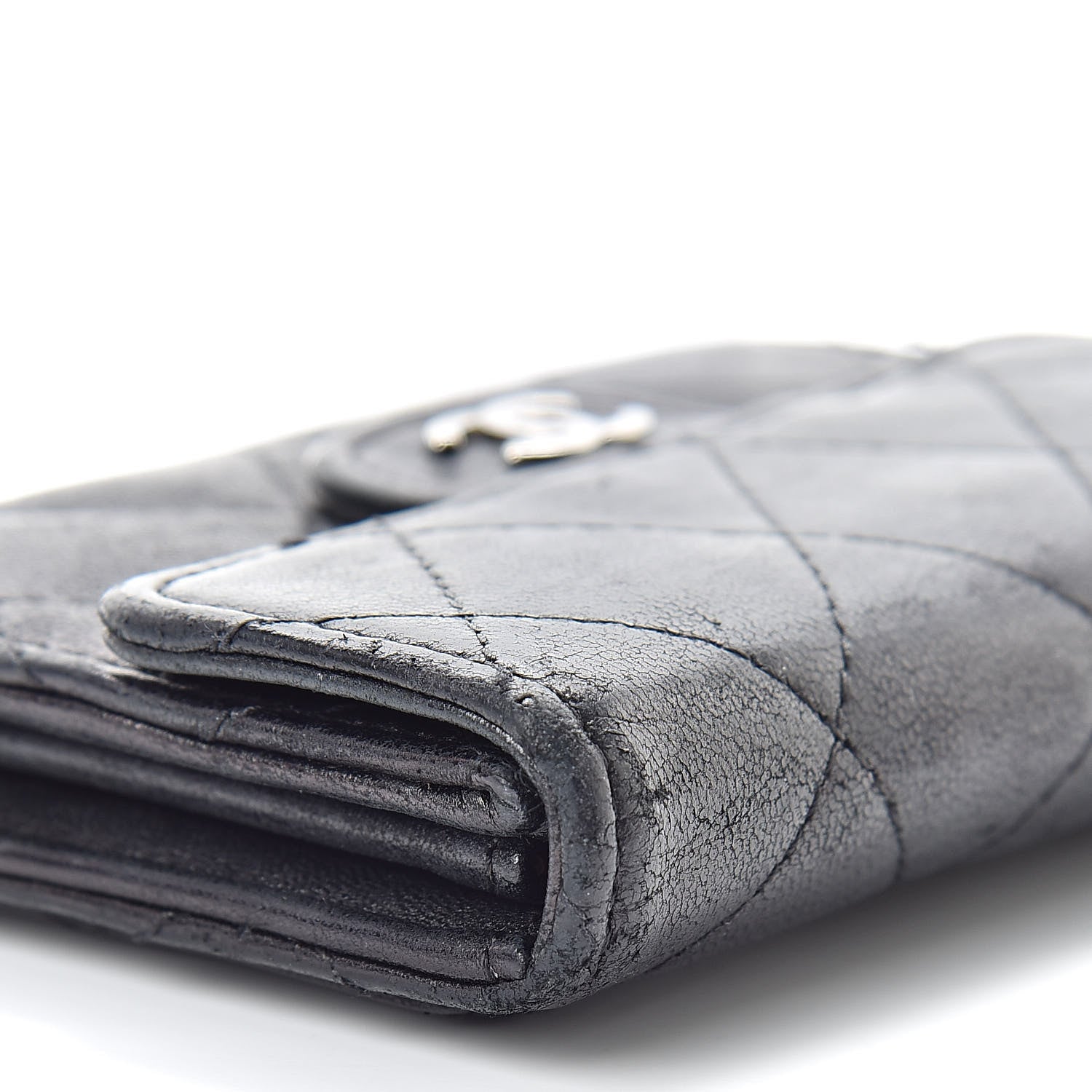 Chanel Lambskin Quilted Flap Card Holder Wallet Black 14 of 15