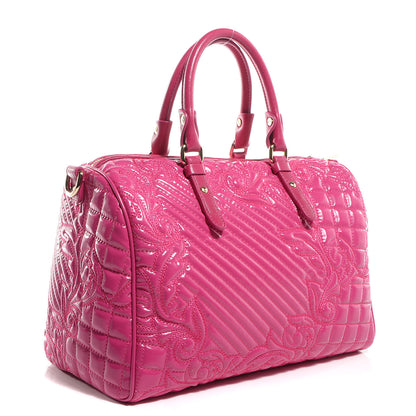 Versace Barocco Quilted Leather Vanitas Bowling Bag Fuchsia 3 of 10