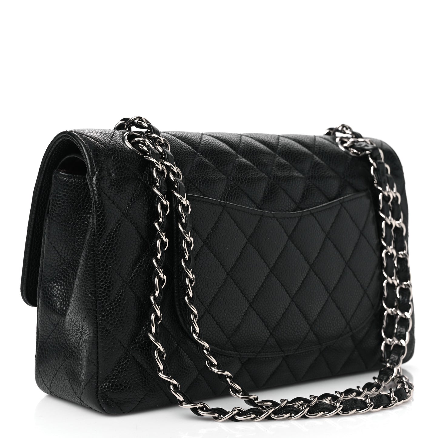 Caviar Quilted Medium Double Flap Black
