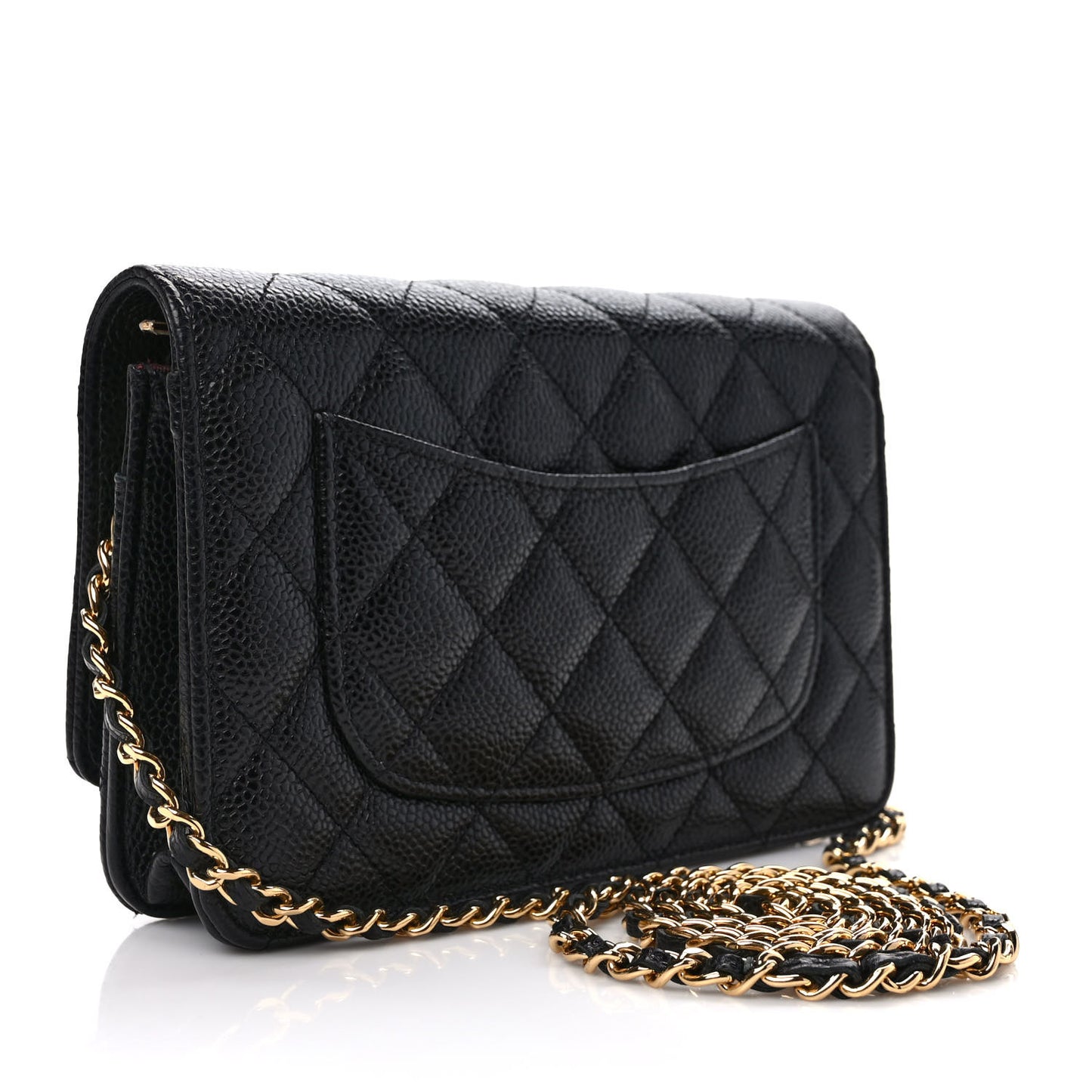 Caviar Quilted Wallet on Chain WOC Black