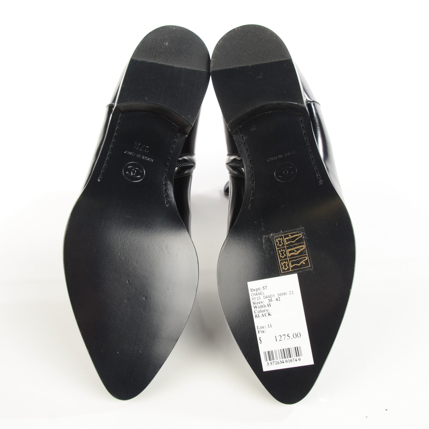 Chanel Glazed Calfskin Zip Ankle Boots 37.5 Black 5 of 7