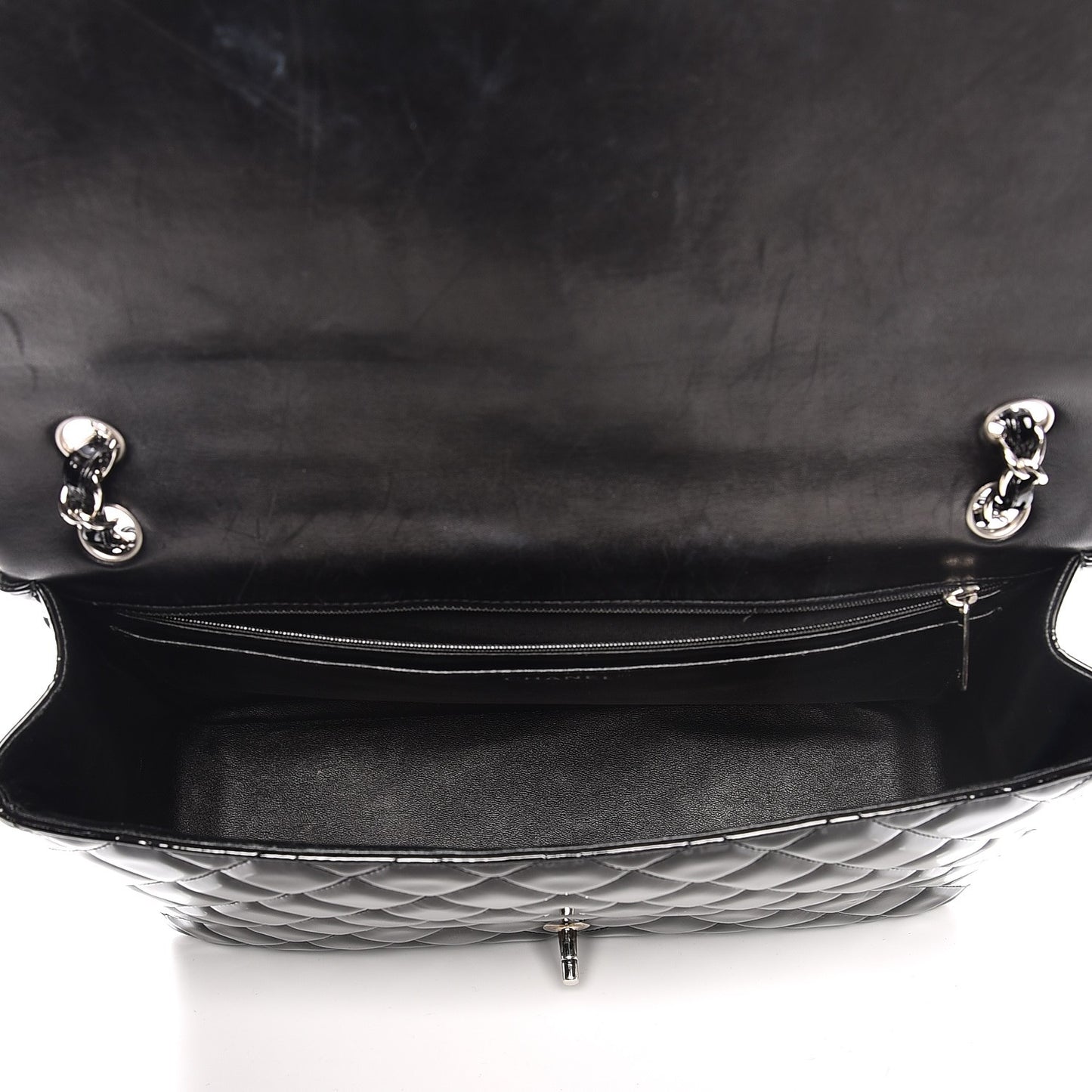 Patent Quilted Maxi Single Flap Black