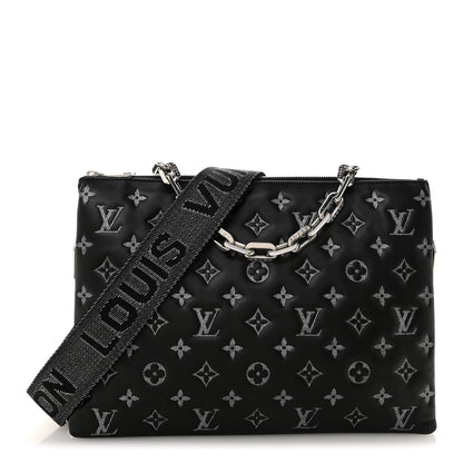 Louis Vuitton Lambskin Embossed Monogram Coussin MM Black Gray 1 of 11