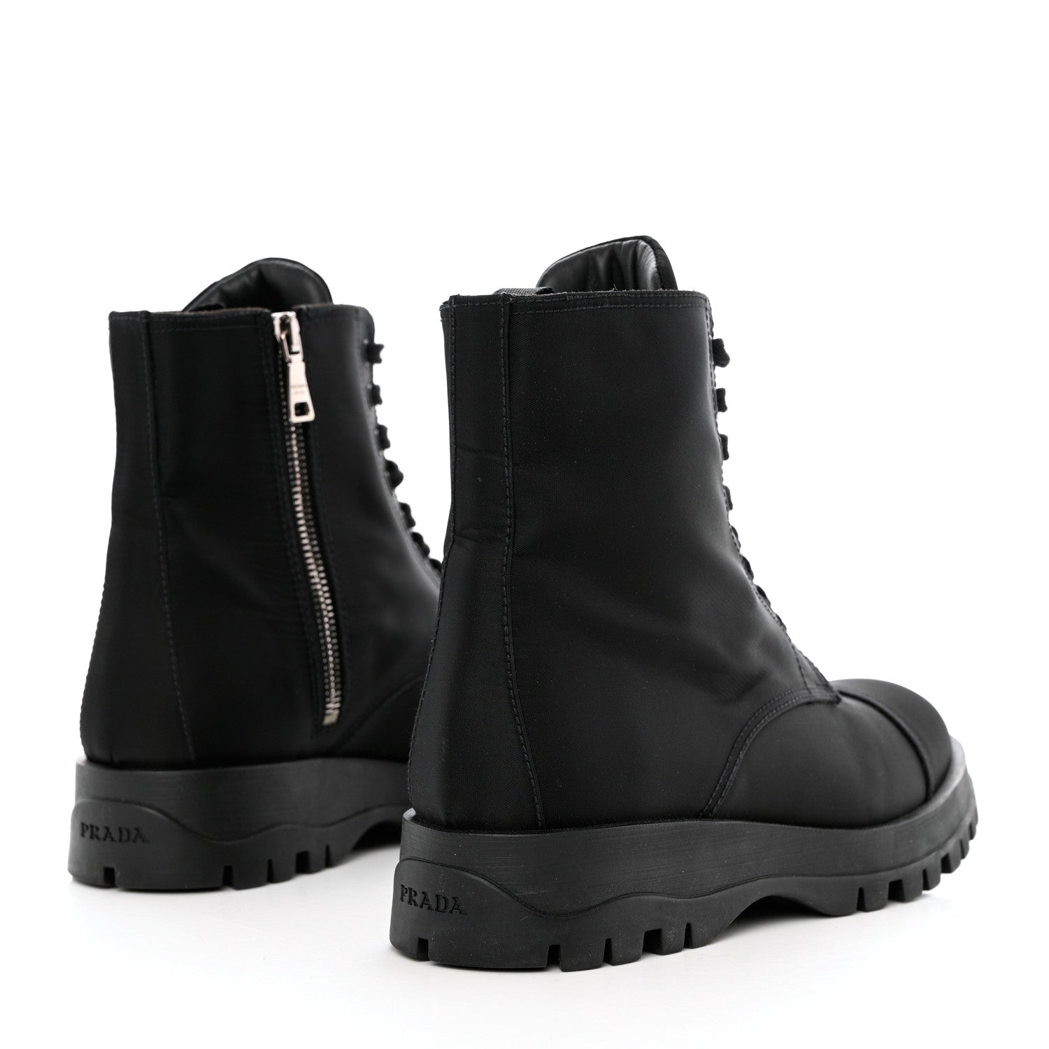 Prada Nylon Gabardine Captoe 30mm Combat Boots 37 Black 4 of 7