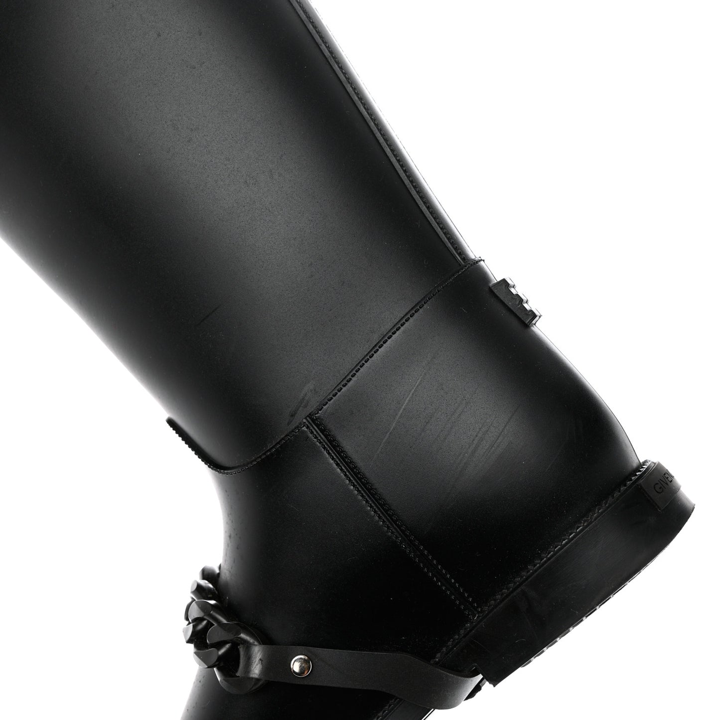 PVC Chain Strap Rain Boots 40 Black