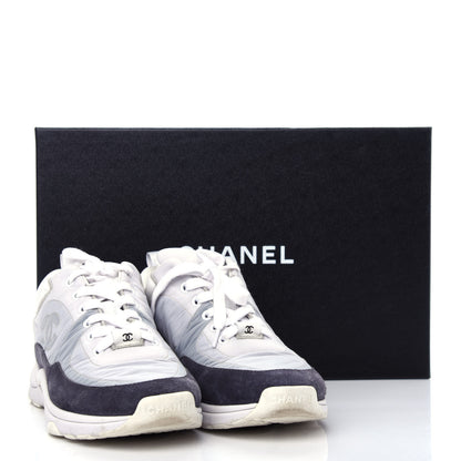 Chanel Nylon Calfskin Suede CC Sneakers 37 Grey 11 of 11