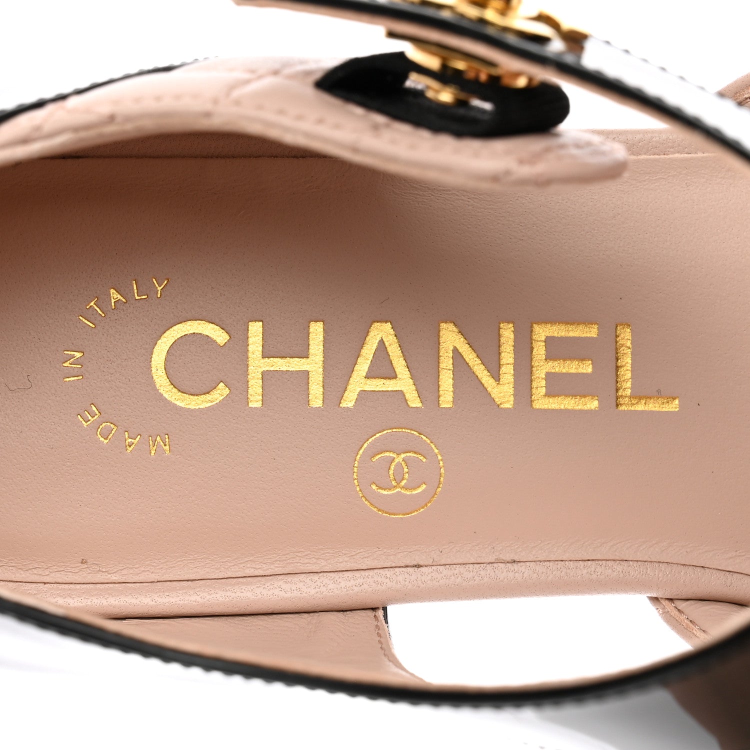Chanel Patent Lambskin Quilted Cap Toe Ballerina Flats 36 Beige Black 8 of 18