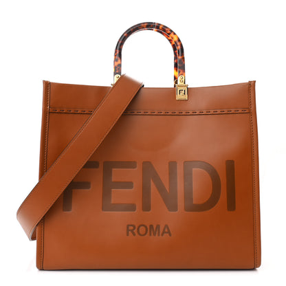 Fendi Vitello King Plexiglass Medium Fendi Sunshine Shopper Tote Cuoio 1 of 9
