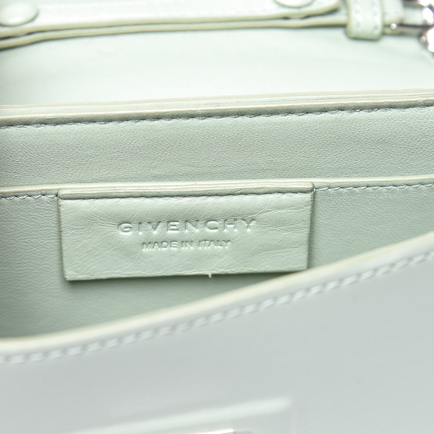 Givenchy Calfskin Bow Cut Chain Wallet Aqua Green 6 of 10