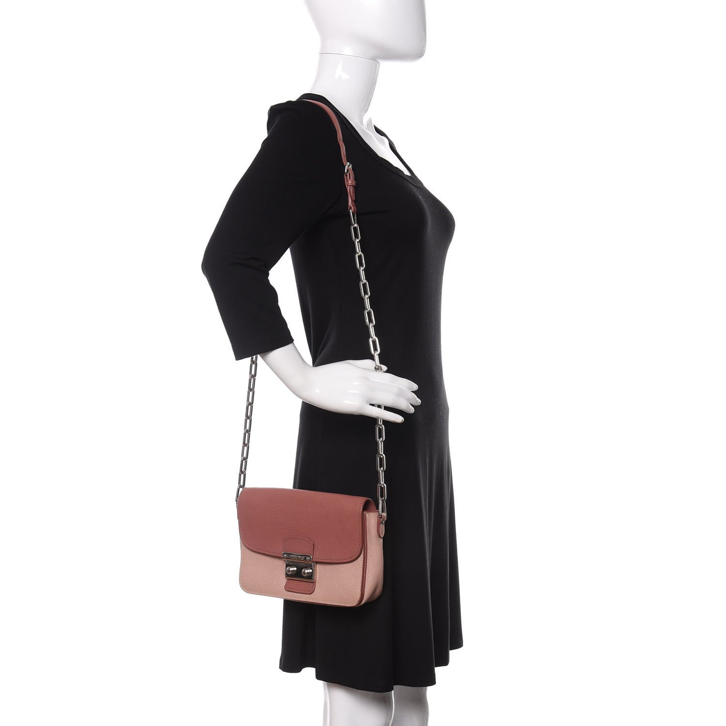 Goatskin Madras Chain Shoulder Bag Pink