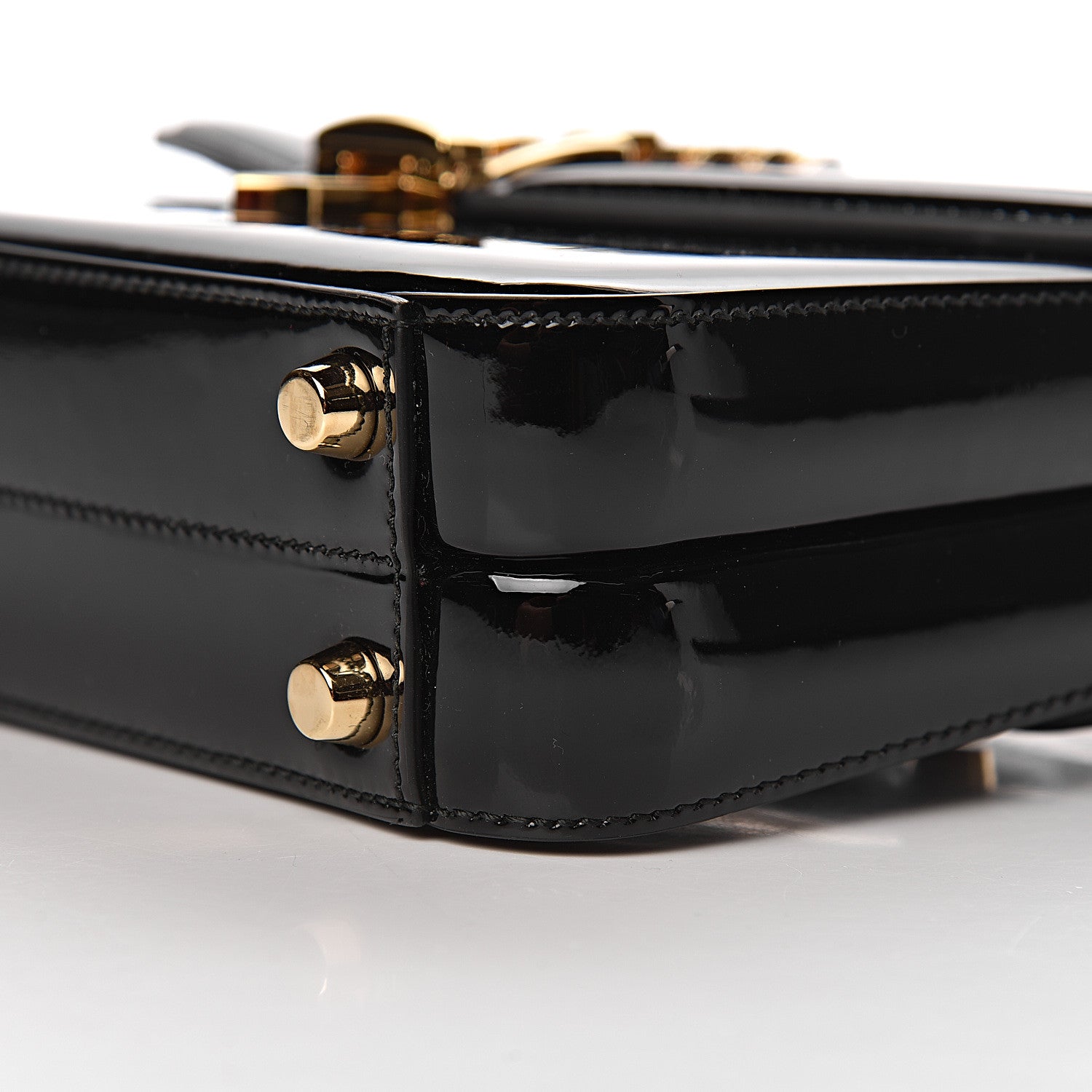 Gucci Mousse Top Patent Mini Sylvie 1969 Top Handle Bag Black 12 of 13
